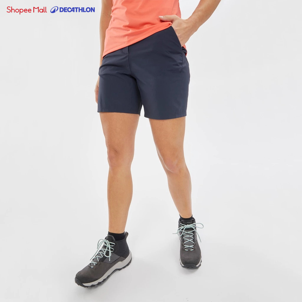 Quần short dã ngoại nữ thông thoáng DECATHLON MH100 xanh navy mã 8619679