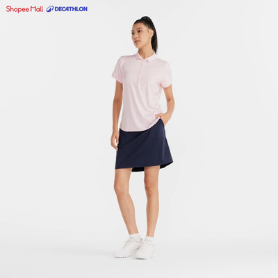 Áo polo chơi golf nữ ngắn tay DECATHLON WW 500 hồng nhạt mã 8843026