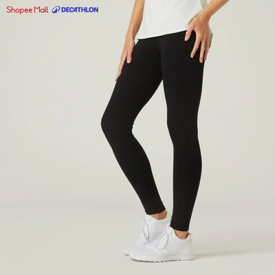 Quần legging tập fitness cotton 100 cho nữ Đen DECATHLON DOMYOS mã 8511784
