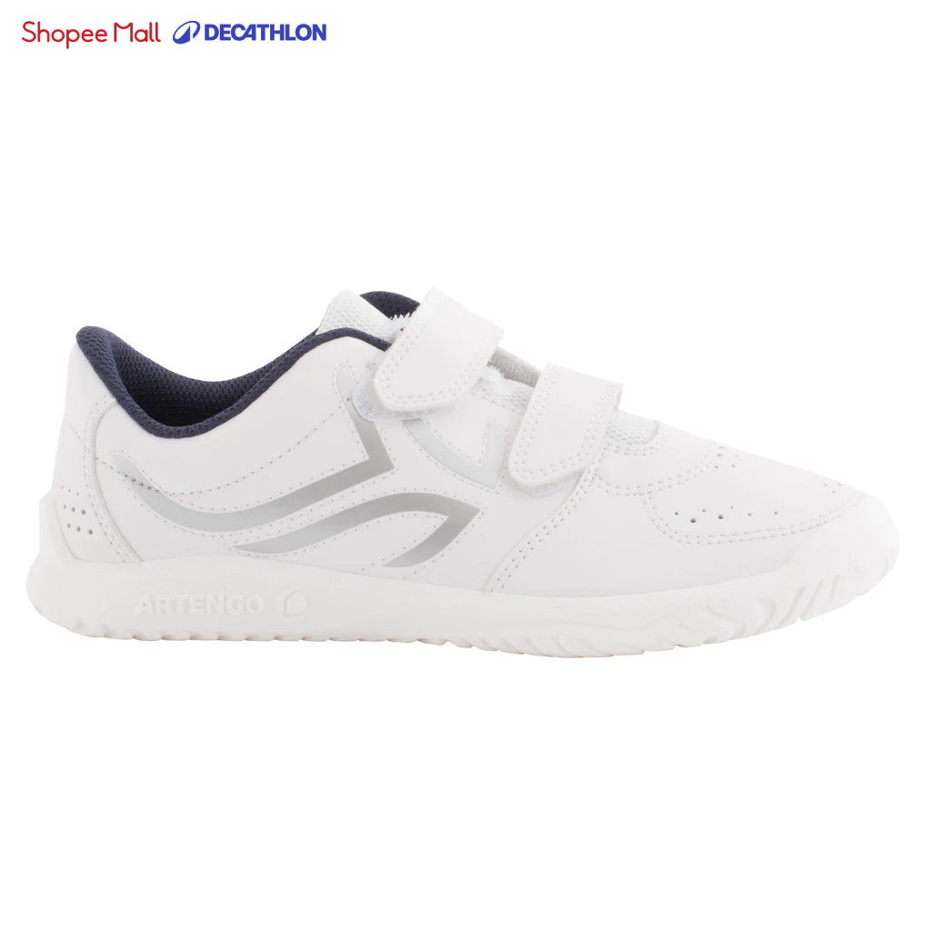 Giày tennis pickleball ts700 grip cho trẻ em trắng bạc DECATHLON mã 8351658