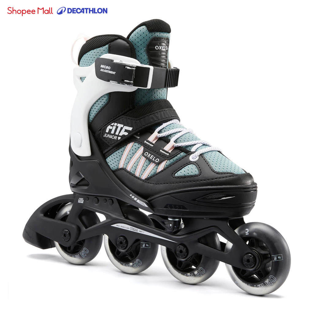 Giày trượt patin 1 hàng fit 5 cho trẻ em trắng đen DECATHLON oxelo mã 8580534