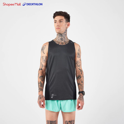 Áo ba lỗ chạy bộ nam thoáng mát Light đen DECATHLON Kiprun 8830934