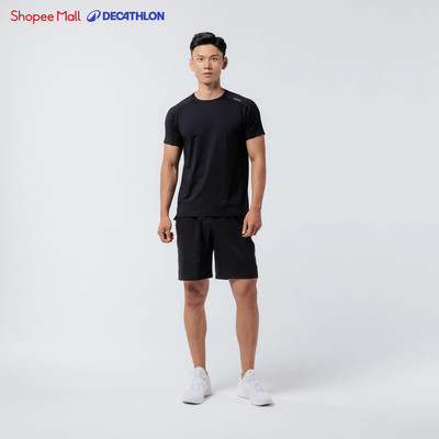 Áo thun tập fitness 100 cho nam đen DECATHLON DOMYOS mã 8603265
