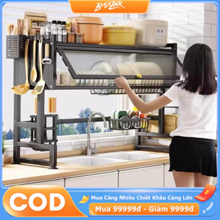 BMZAR Kệ chén có nắp đậy inox 304 Kệ bát trên bồn rửa bát 65-125CM Kệ úp chén Có thể chịu được 200kg