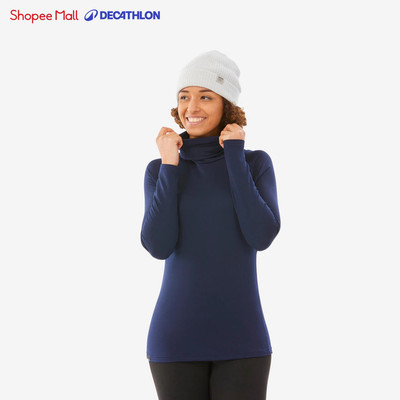 Áo giữ nhiệt giữ ấm mùa đông cho nữ cổ lọ giữ nhiệt DECATHLON Wedze BL 520 Xanh Navy 8759481