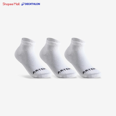 Tất vớ thể thao cổ vừa rs 100 cho trẻ em trắng gói 3 đôi DECATHLON artengo mã 8488908