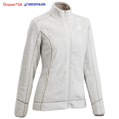 Áo khoác nỉ leo núi mh120 cho nữ xám nhạt DECATHLON quechua mã 8569508