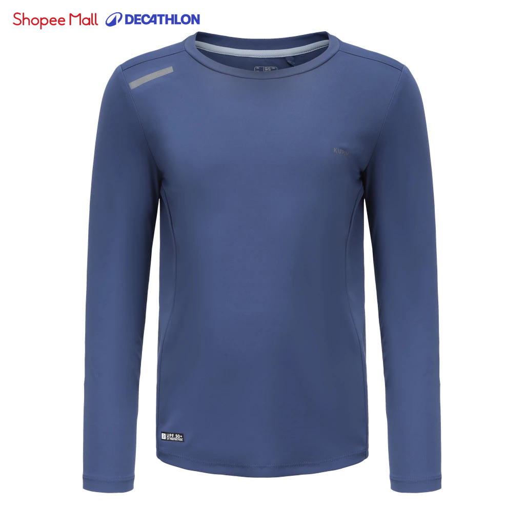 Áo thun thể thao dài tay chống tia uv 300 cho trẻ em xanh dương DECATHLON DECATHLON mã 8667005
