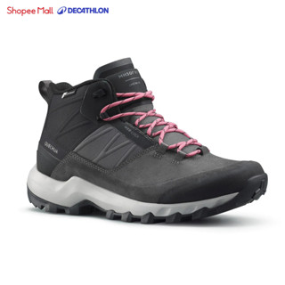 Giày leo núi dã ngoại nữ cổ lửng chống thấm nước mh500 xám Decathlon QUECHUA mã 8809163