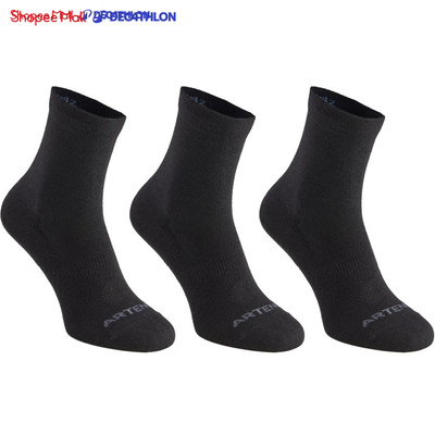 Tất vớ thể thao cổ cao rs160 đen gói 3 đôi DECATHLON mã 8395032