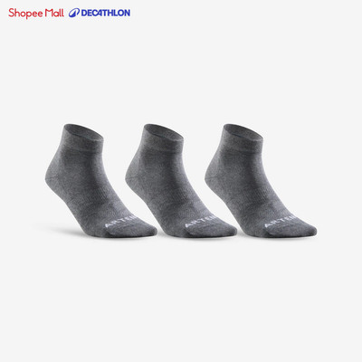 Gói 3 đôi tất thể thao cổ vừa rs 160 màu xám sẫm nam nữ DECATHLON artengo 8395048