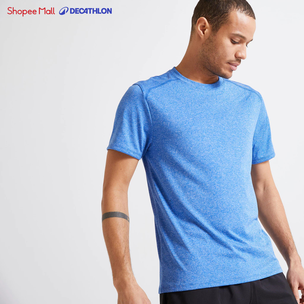 Áo thun tập fitness 100 cho nam xanh dương DECATHLON DOMYOS mã 8603263