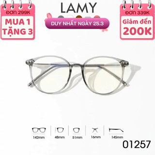  Gọng kính cận nữ 01257 mắt kính tròn to thời trang trẻ trung cho nữ LAMY 