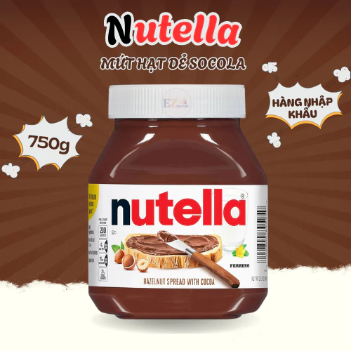 [Mẫu mới] Mứt hạt dẻ Nutella 750g - Xuất xứ: Đức*hũ thủy tinh* HSD:08.2026