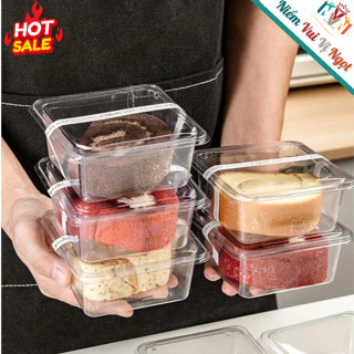 50 Hộp Nhựa Vuông Đựng Bánh Bông Lan, Bánh Mousse, Pudding, Rau Câu ~ W01