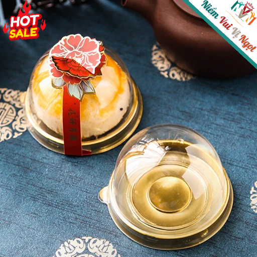 5 cặp Giấy cài hộp nắp cầu, tem dán Hộp bánh Trung Thu hình Hoa Mẫu Đơn Đỏ