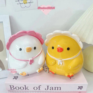  Ống tiết kiệm tiền Gà con đội nón cute 2 size TO NHỎ | decor quà tặng đáng yêu heo đất tiết kiệm TIỆM HEO SODA 