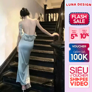 Đầm Lụa Nữ Hở Lưng Luna Design Thiết Kế Dây Hoa Tỉ Mỉ Tôn Dáng Style Retro Đi Tiệc Hẹn Hò Dạo Phố Sang Chảnh Quyến Rũ