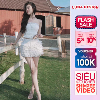  Set Đồ Hot Girl Dự Tiệc Sang Chảnh Luna Design Áo Kiểu Cúp Ngực Phối Bèo Phối Chân Váy Bèo Tầng Có Bảo Hộ Hẹn Hò Dạo Phố 