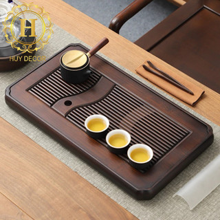 Khay trà bằng tre gỗ đựng ấm chén uống trà đẹp Huydecor