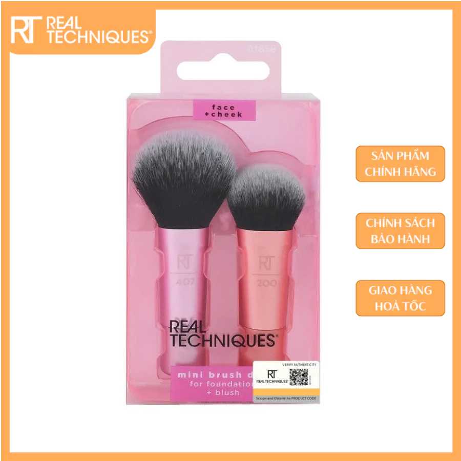 Bộ 2 cọ RT REAL TECHNIQUES mini expert face multitask foundation blush cheek