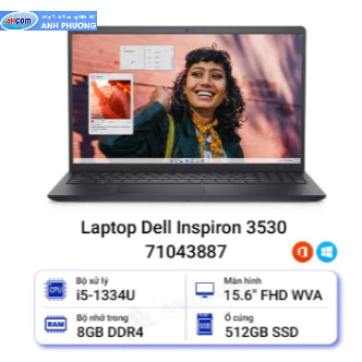 Laptop Dell Inspiron 3530 I5-1334U/ 8Gb/ 512GB SSD/15.6 inch FHD/Office HS21/BLACK / 71043887