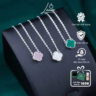  Dây chuyền bạc nữ Laura Jewelry vòng cổ mẫu cỏ 4 lá may mắn phụ kiện thời trang đơn giản tinh tế LJ0242 