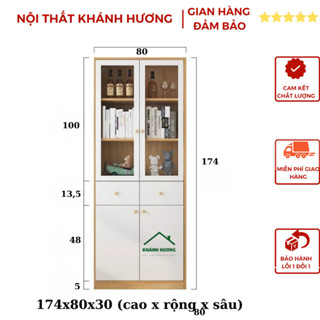  Tủ Để Hồ Sơ Tài Liệu Cửa Kính Mica Gỗ Công Nghiệp Nhập Khẩu Kích Thước 170x80x30cm 