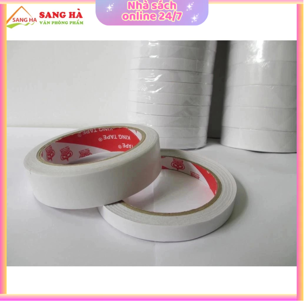 (1 Cây 12 cuộn) Băng keo 2 mặt 2.5F, băng keo 2 mặt học sinh