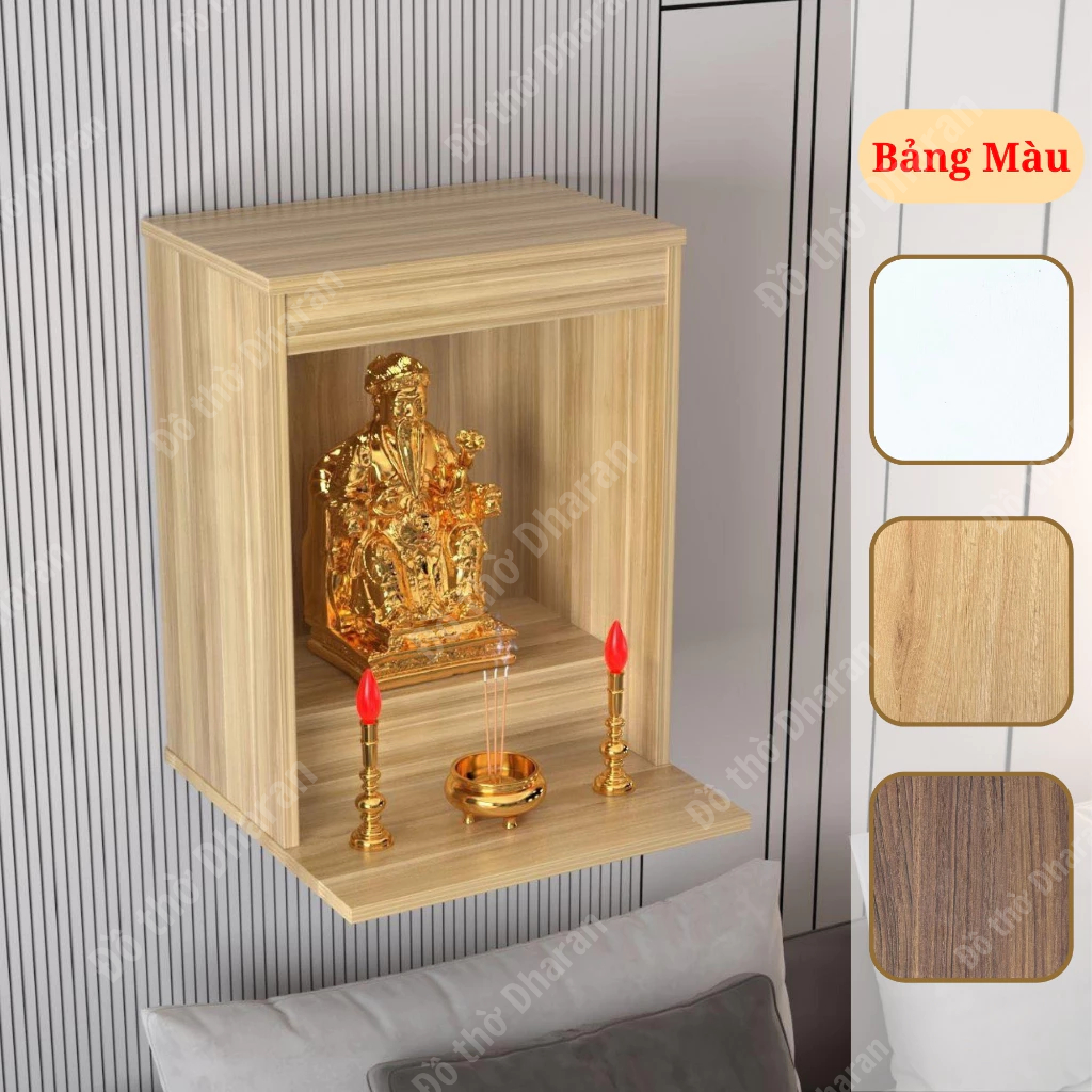 Bàn thờ treo tường gỗ MDF thờ cúng thần tài thổ địa thờ phật thờ ông táo bền đẹp dễ lắp đặt ms02-3