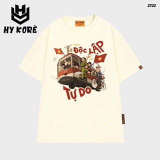 ÁO THUN FORM RỘNG HY KORÉ CHUYẾN XE ĐỘC LẬP TỰ DO 2722 TỰ HÀO VIỆT NAM