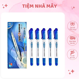 Hộp 6/10/12 Bút lông dầu 2 đầu PM-O4 mực đều bám dính tốt trên các vật liệu - Bút dạ, viết bảng không xoá được