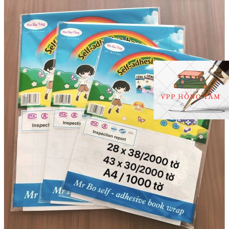 Combo 30 chiếc Bọc Decan TẶNG kèm nhãn vở, Decan bọc sách vở