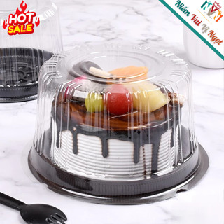 50 Hộp Nhựa Tròn Đựng Bánh Bông Lan, Bánh Sinh Nhật, Bánh Ngọt Nắp Trong Cao Lọt Lòng 14cm [A016]
