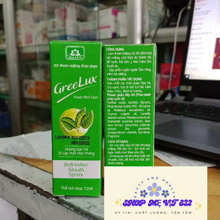 Xịt thơm miệng thảo dược Greelux fresh mint cool 12ml