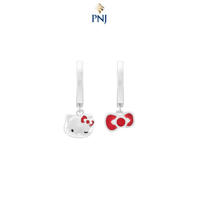 Bông tai trẻ em Bạc PNJ ❤️ HELLO KITTY 0000W000124