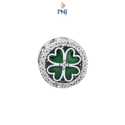 Hạt charm xỏ DIY PNJSilver hình cỏ 4 lá 00XMW060001