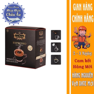    DATE 2027   Cà Phê Hoà Tan Đen không đường King Coffee Espresso Instant Box 100 Sticks * 2.5g 