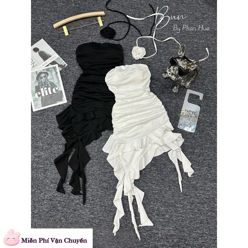 Đầm Cúp Tua Rua Kèm Hoa Hồng Cổ Có Mút Cúp | BigBuy360 - bigbuy360.vn