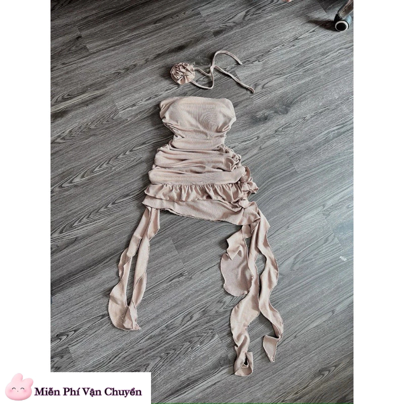 Đầm Cúp Tua Rua Kèm Hoa Hồng Cổ Có Mút Cúp | BigBuy360 - bigbuy360.vn