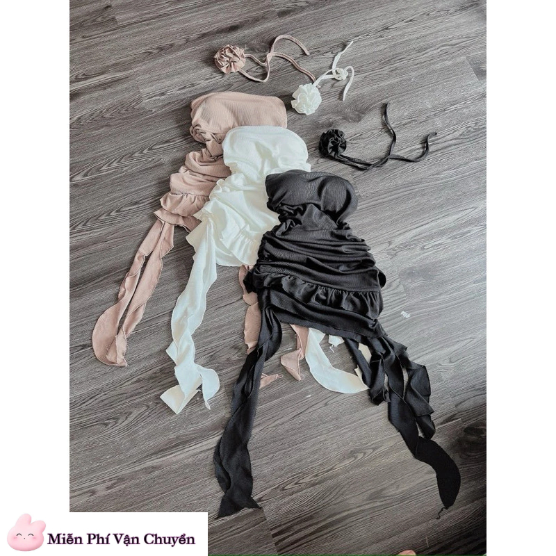 Đầm Cúp Tua Rua Kèm Hoa Hồng Cổ Có Mút Cúp | BigBuy360 - bigbuy360.vn