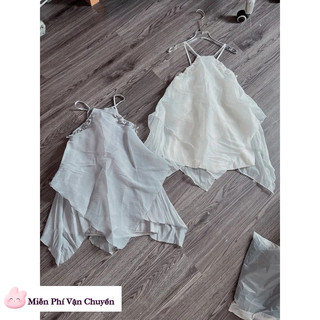 Set Xoắn Lưng Váy Đuôi Loe Có Mút