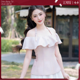 ZAMYSHOP - Áo TK trễ vai dây cổ rút bên nữ tiểu thư dịu dàng dễ mặc đi làm đi, đi chơi form dễ mặc