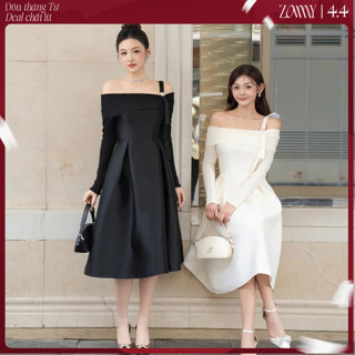 ZAMYSHOP - Váy TK tafta phối thun dáng dài nữ tiểu thư dịu dàng đi tiệc, đám cưới cực xinh