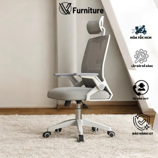 Ghế văn phòng công thái học VQ04 ,thiết kế tựa đầu  3D êm ái ,tay tùy chỉnh tiện lợi hàng nguyên hộp