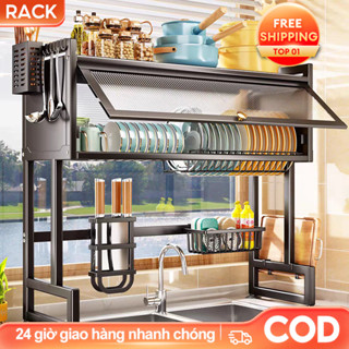 RACK Kệ để chén bát có nắp đậy giá để bát đĩa inox 304 Kệ Nắp Nhà Bếp Đa Năng Trên Bồn Rửa