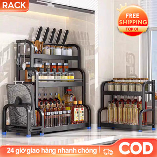 RACK Kệ Đựng Gia Vị INOX Kệ Gia Vị Công Suất Lớn Kệ Để Dao Thớt Tiết Kiệm Không Gian