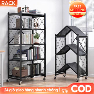 RACK Kệ gấp gọn Có Bánh Xe sơn tĩnh điện, Kệ Để Đồ Gấp Gọn Không,Kệ Gấp Gọn Để Đồ Tiện Lợi,