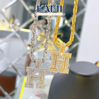  Dây chuyền xoắn vuông 5ly kèm mặt H đá baguet nhân tạo mới Kami trang sức sỉ 