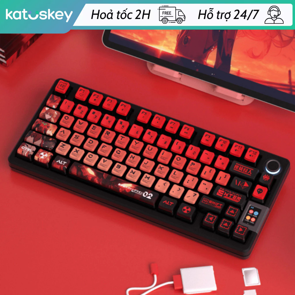 Keycap Pudding EVA Asuka – Nhựa PC Dày, Xuyên LED Cực Sáng, OEM Profile, Cho Bàn Phím Cơ Gaming